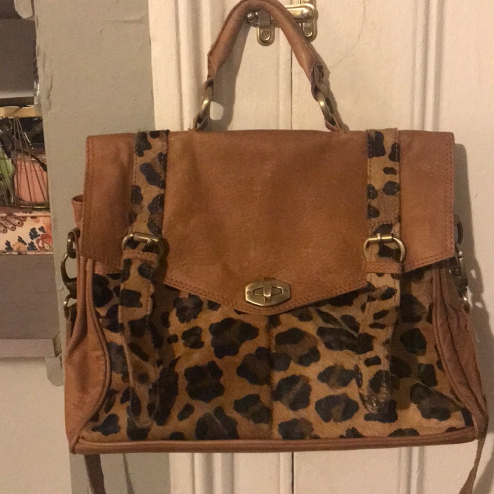 ASOS leopard print leather and calf hair bag